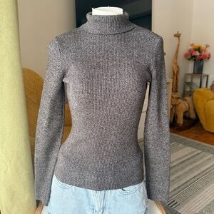 INC International Concepts Heather Gray Ribbed Turtleneck Sweater